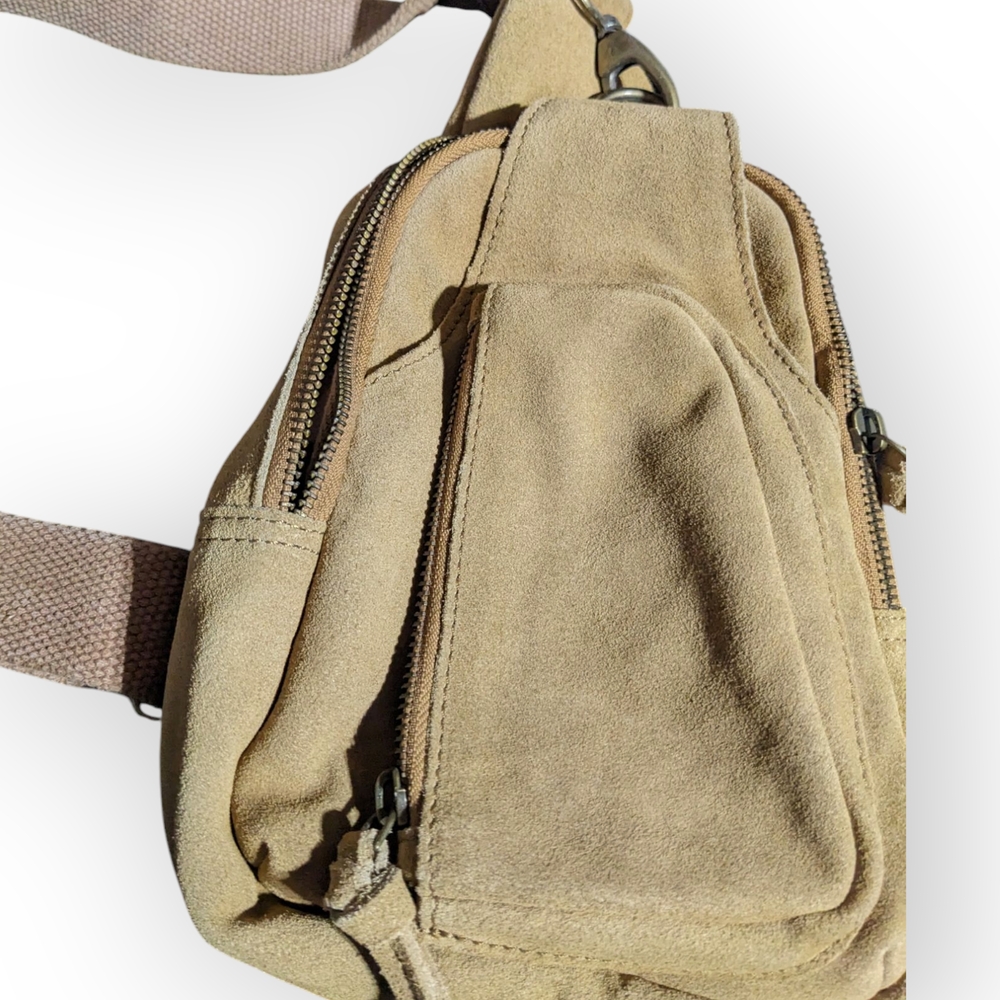 Tan Suede  Crossbody Bag